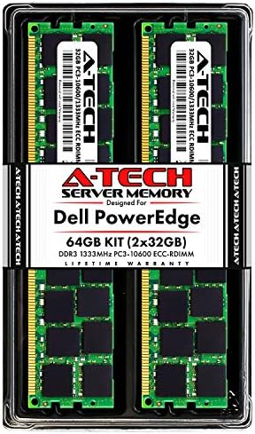 A-Tech 128GB זיכרון RAM עבור Dell PowerEdge T320, T420, T620 שרתי מגדל | DDR3 1333MHz ECC-RDIMM PC3-10600 4RX4